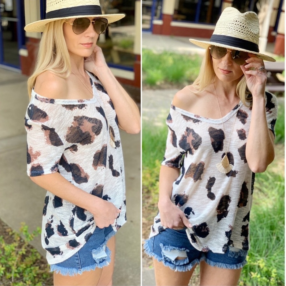 Leopard print slouchy knit tunic